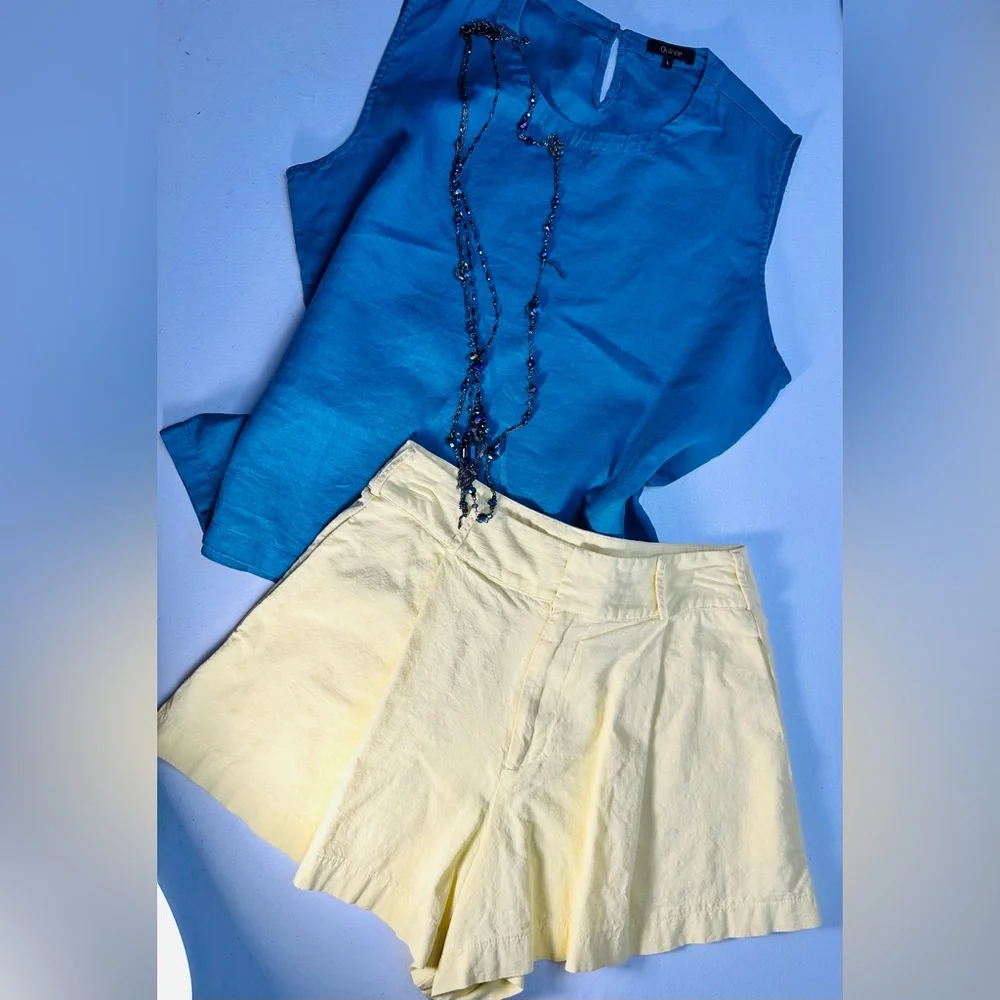 Quince Women 100% European Linen Sleeveless Spring Tank Top Teal Lg Mineral Blue - Picture 12 of 14